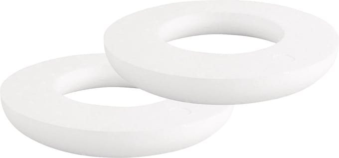 Rayher Piepschuim vorm/figuur vlakke/platte ring - 2x - wit - Dia 20 cm - Hobby materialen - Styrofor knutselen