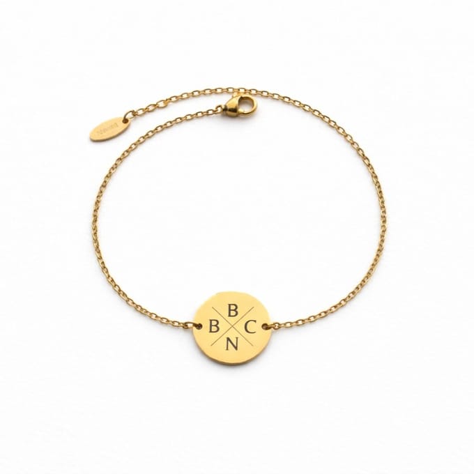 Munt Armband met 4 Initialen Goud