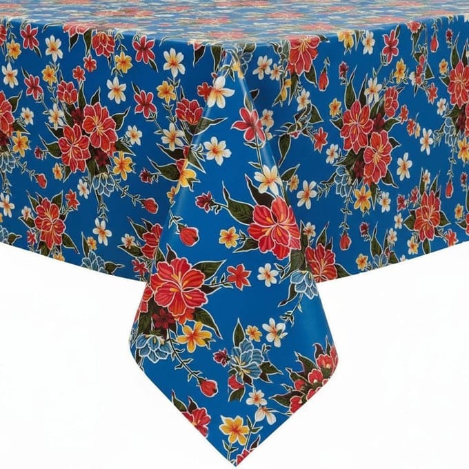 Protecttable - Mexicaans Tafelzeil Fortin Middenblauw 120x340cm - Tafelkleed Afwasbaar - Kunststof