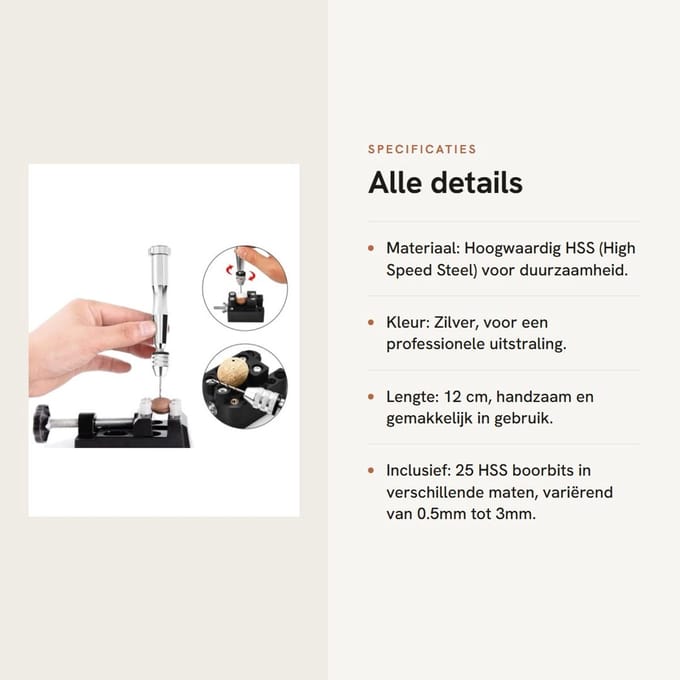Dailygoods- Handboor - Precisieboren - 25 Hss Boorbits - Grijpbereik
