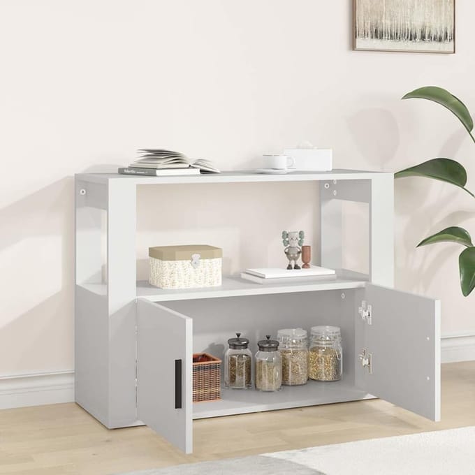vidaXL - Dressoir - 80x30x60 - cm - bewerkt - hout - wit