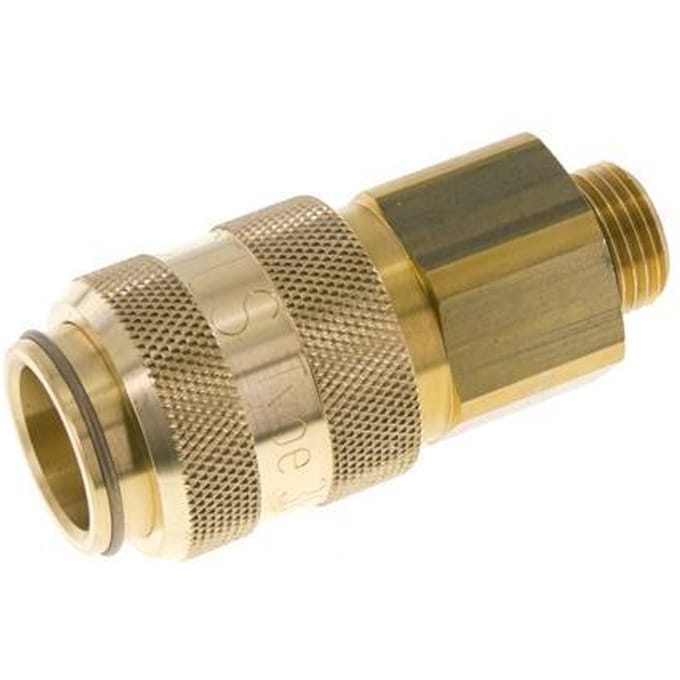 Messing DN 15 Luchtkoppeling Snelkoppeling G 1/2 inch Buitendraad Double Shut-Off - CLS15-M-B-SV-P-012