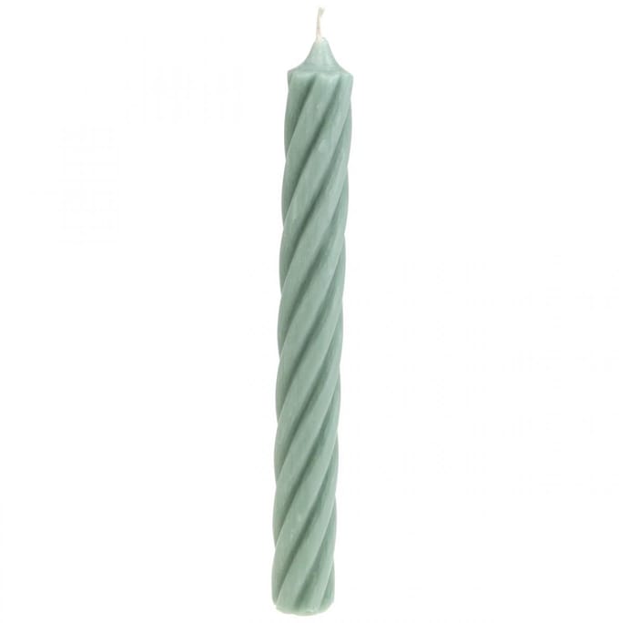 Rustieke kaarsen stokkaarsen groen gekleurd 250/28mm 4 st