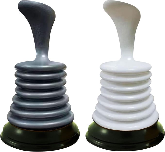 Gootsteen Plunjer - Mini Ontstopper - Afvoer Ontstoppen - Ergonomisch Ontwerp - 7 Inch - Zilver Wit