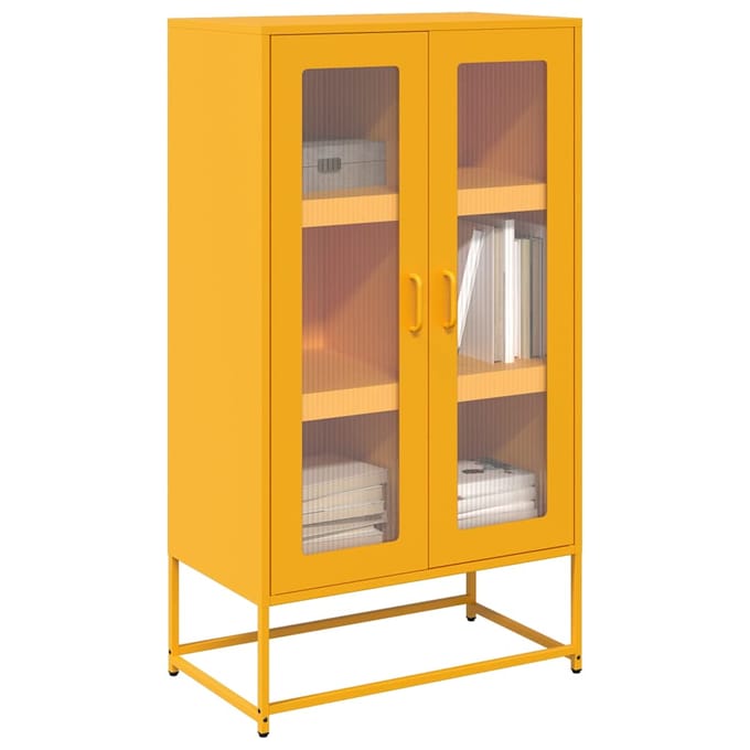 vidaXL - Hoge - kast - 68x39x123 - cm - staal - mosterdgeel