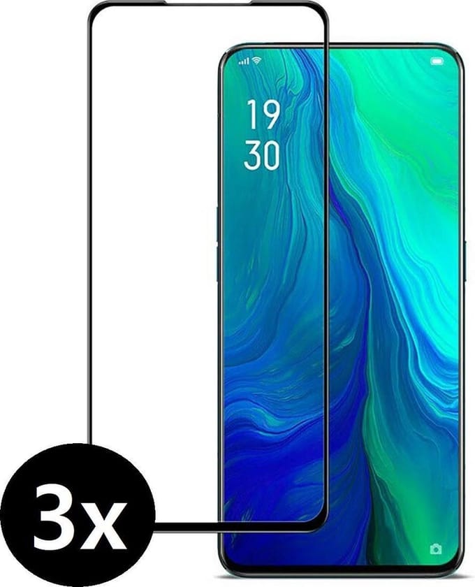 Screenprotector - 3 Stuks - Geschikt voor OPPO Reno 2 - Full Cover - Beschermglas - Gehard Glas - Tempered Glass - Screen Protector