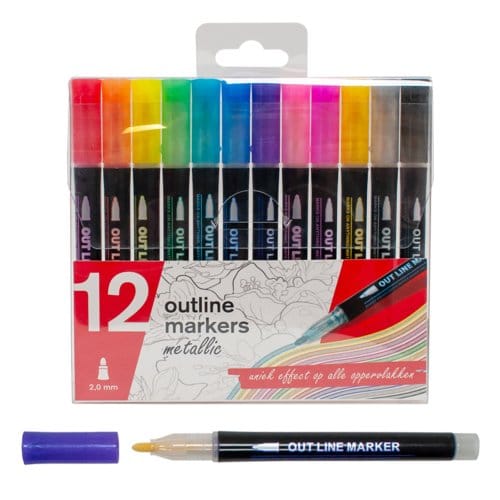 Crea4pro's – Outline Markers – Metallic – 2mm – 12 Stuks