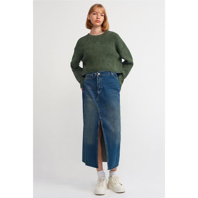 Hoge Taille Maxi Denim A-Lijn Rok