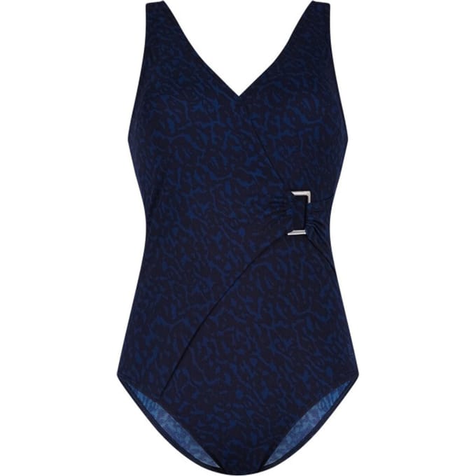 Ten Cate badpak soft cup v-neck buckle animal navy voor Dames | Maat 42