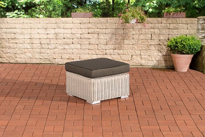 CLP Polyrattan hocker Bilbao / Madeira parelwit antraciet