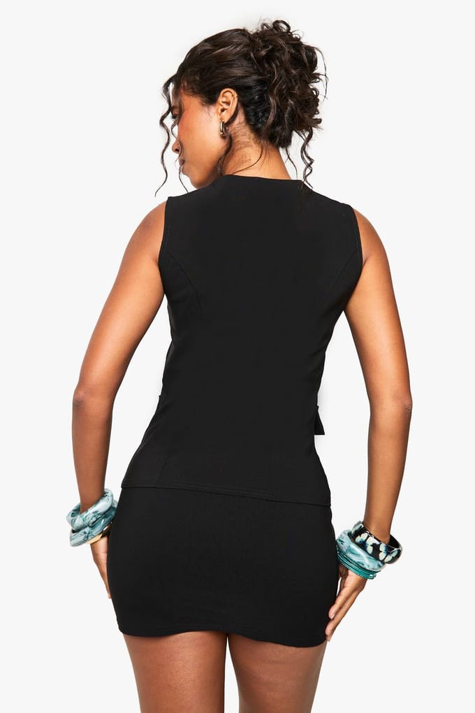 boohoo Dames Multi Trim getailleerd vest | Black | Maat: 6