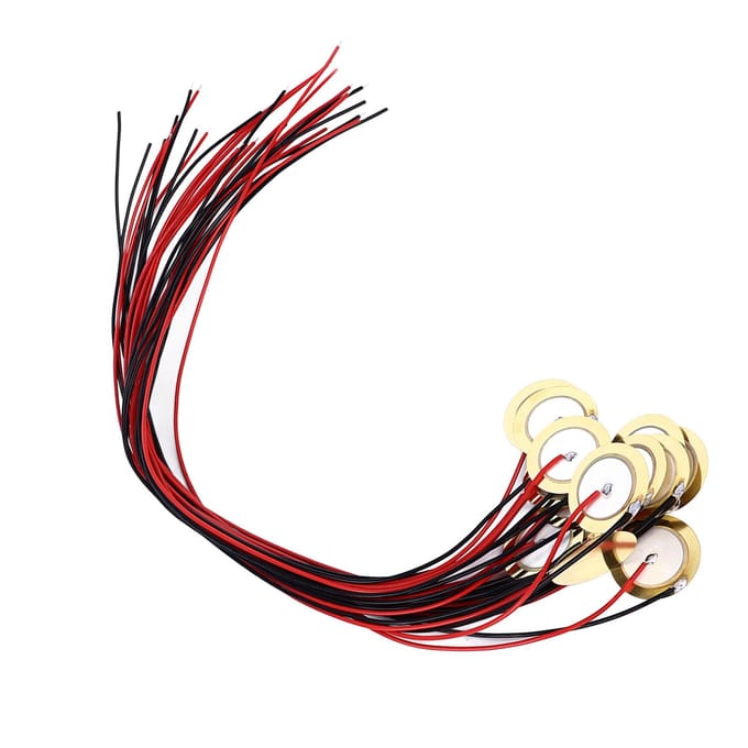 15 stuks 20 mm piëzo-schijven transducer contactmicrofoon trigger geluidssensor met 9,8 inch draden voor black