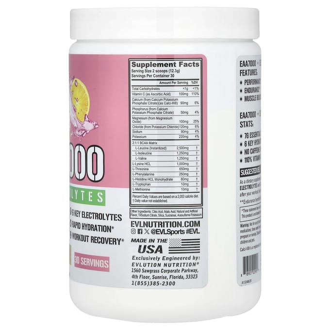 EVL Nutrition EAA 7000 + Electrolytes (30 serv) Pink Lemonade - Aminozuren - EAA