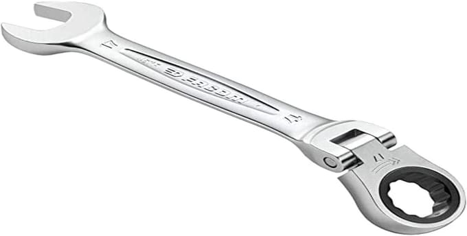 Ringsleutel - Ratelsleutel - Voor uiteenlopende klussen - Scharnierende kop - 14 mm - Zilver