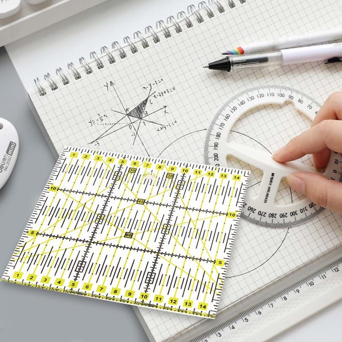 DIY Acryl Naailinealen Meten Quilthulpmiddel Vierkante Liniaal Snijliniaal beige