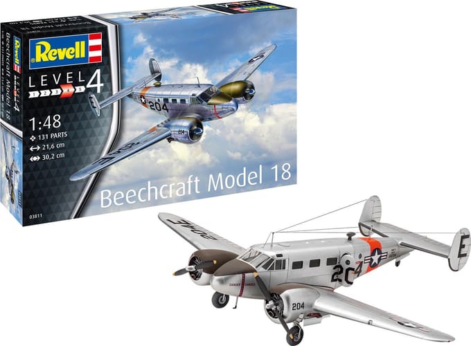 Revell Modelbouwpakket Militaire voertuigen - 03811 Beechcraft Model 18 Plane Plastic - 1:48 - Modelbouw