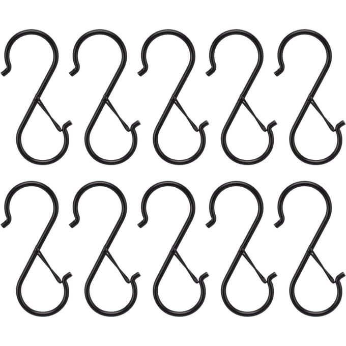 10 Stuks S-vormige Haken Hanghaken IJzer met Veiligheidsgesp voor Kast Keuken Huis