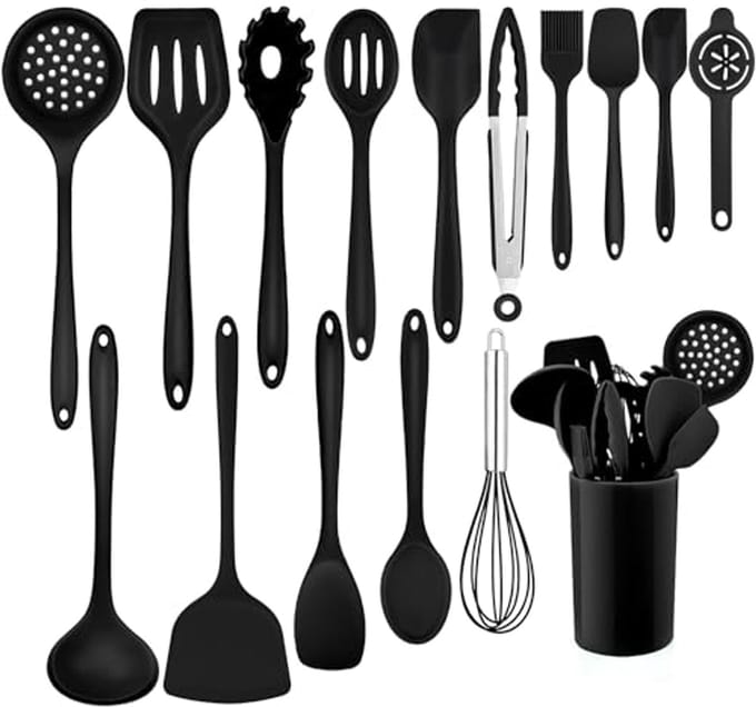 Keukenhulpen Set, 16 Delige Zwarte Keukenaccessoires