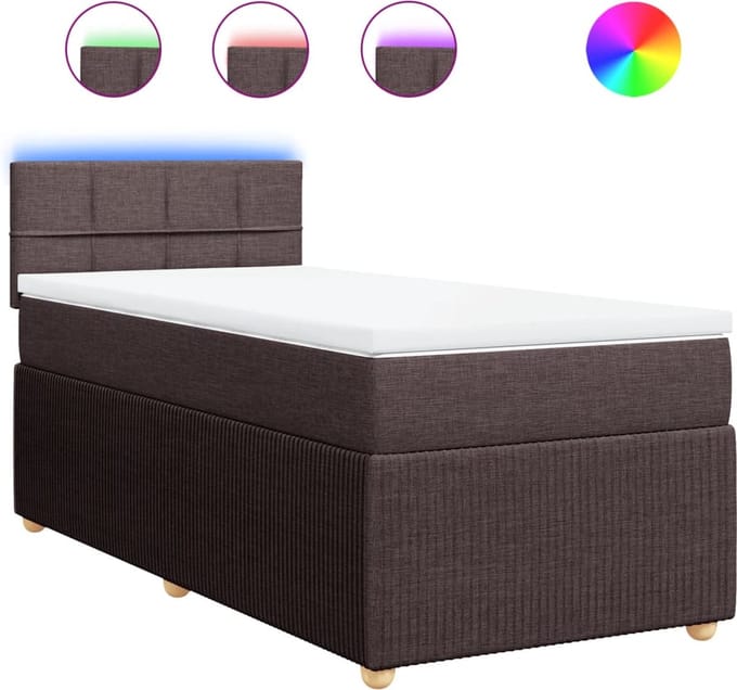 vidaXL - Boxspring - met - matras - stof - donkerbruin - 100x200 - cm