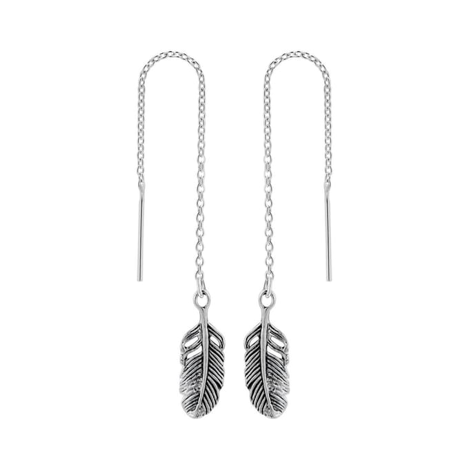 WeLoveSilver - chain oorbellen - 925 zilver - veer design