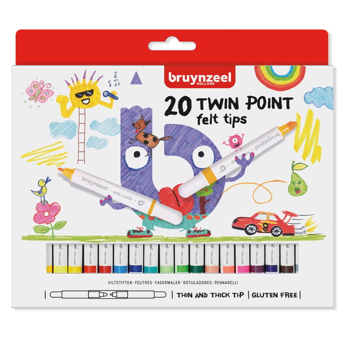 Filzstift Bruynzeel Kids Twin Point Set mit 20 Farben