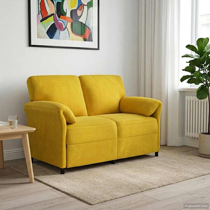 vidaXL - 2-Zits - Sofa - Geel - 138 - x - 83 - x - 95 - cm - Fluweel