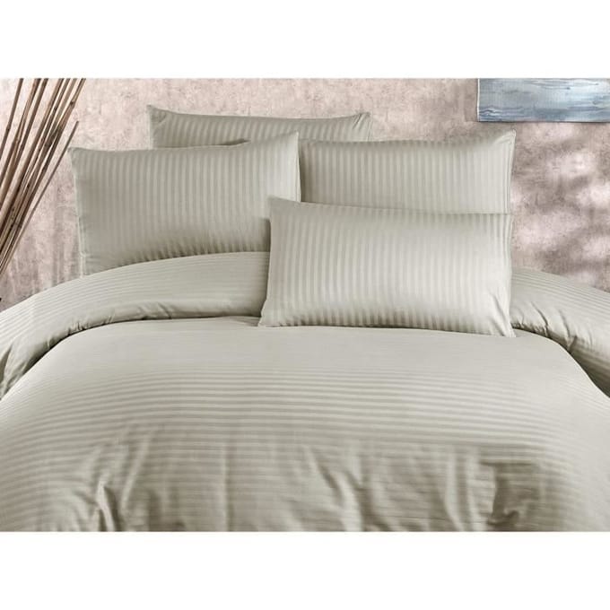 Beddenset - 1 dekbedovertrek 220x240 cm + 2 kussenslopen 60x60 cm - 80% katoen, 20% polyester - Cappuccino