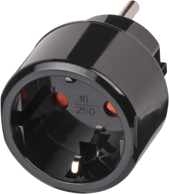 Brennenstuhl reisstekker / reisadapter (reiscontactdoosadapter voor het aansluiten van elektrische apparaten met aardingscontactstekker in landen met Amerikaans (3-polig) stekkersysteem) zwart