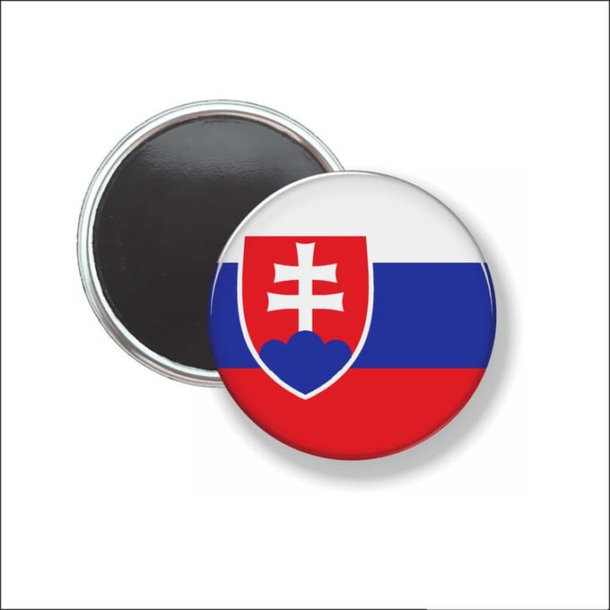 Button Met Magneet 58 MM - Vlag Slowakije - NIET VOOR KLEDING