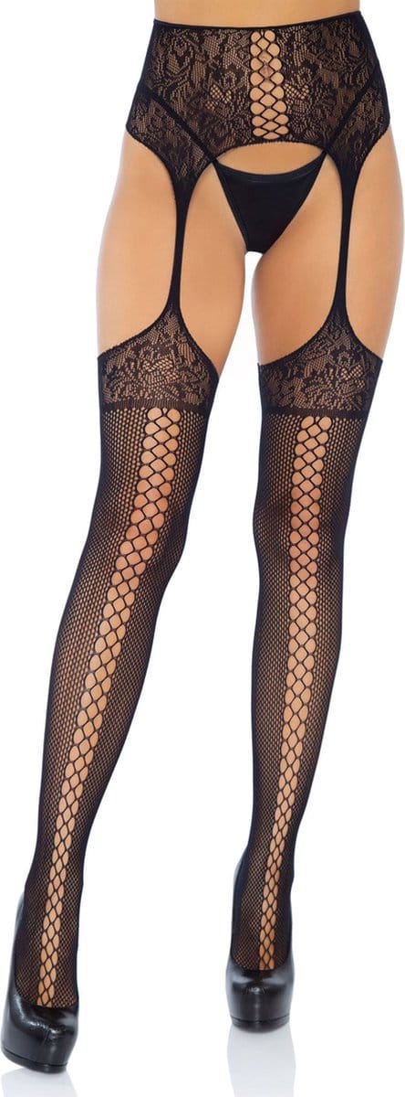 Lace up garterbelt stockings