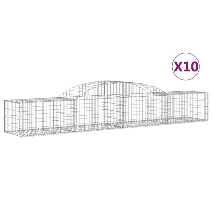 vidaXL - Schanskorven - 10 - st - gewelfd - 300x50x40/60 - cm - gegalvaniseerd - ijzer