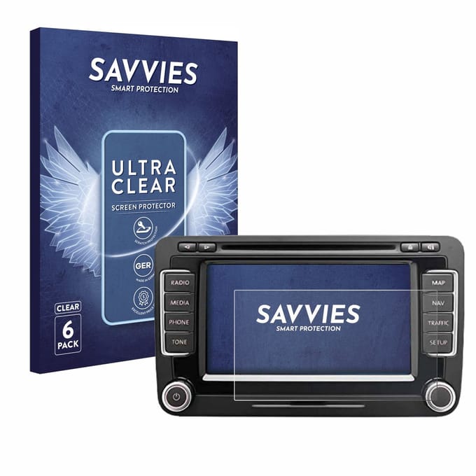 Savvies - Screenprotector voor Volkswagen Eos 2011 RNS 510 6.5" - Folie Beschermfolie transparant 6 Stuks