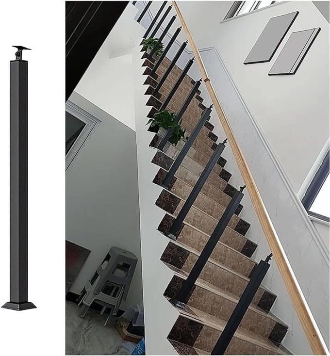 Verstelbare Reling Spindels - Trap Balusters - Balkon Terras - Poedercoating Waterdicht - 85 cm - Zwart