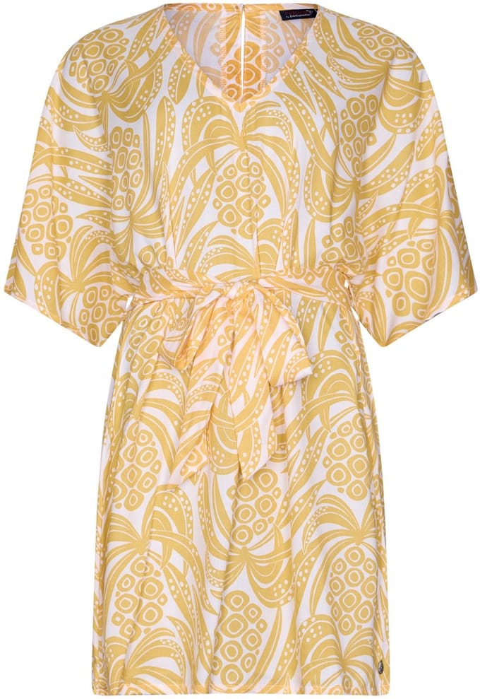 Rebelle Jurk Tropical Jungle - Viscose - Geel/Wit - Maat 44