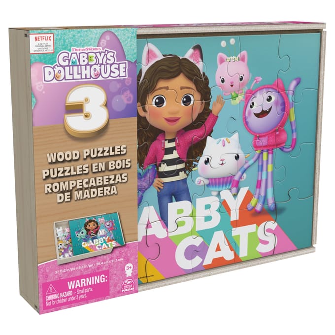 Spinmaster Master Puzzel 3-in-1 Gabby' poppenhuis en bois Houten puzzels Houten speelgoed