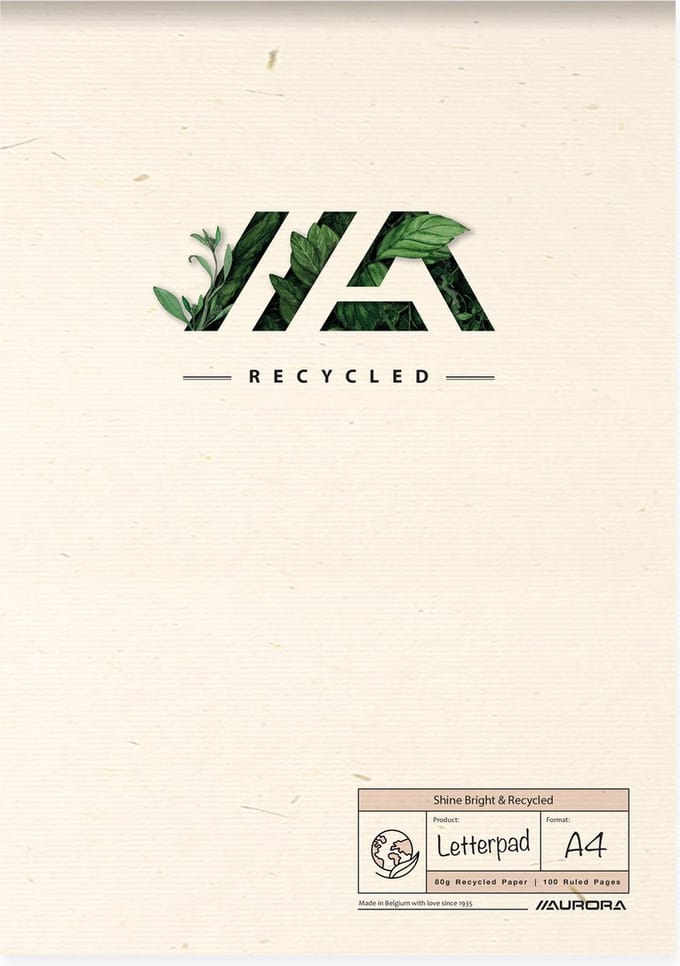 Aurora Shine Bright & Recycled schrijfblok | ft A4 | gelijnd