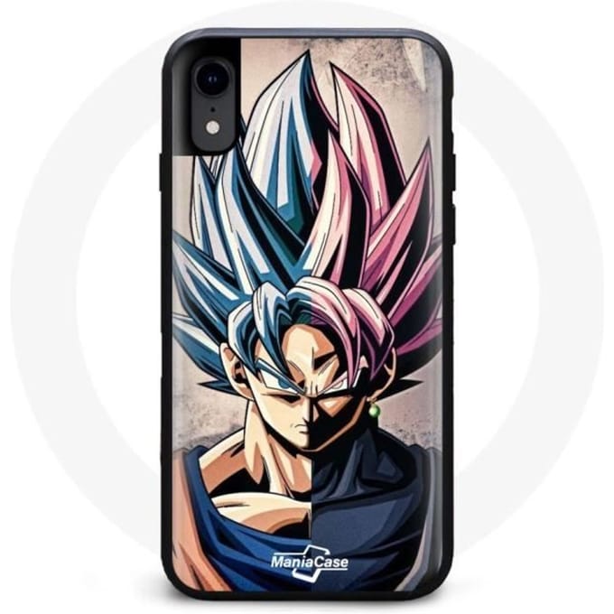 Coque - Maniacase - Iphone XR - Dragon Ball Goku - Silicone - Souple noir