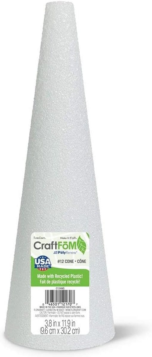 Piepschuim Cone 12 Inch x 4 Inch voor Bloemen- en Knutselprojecten