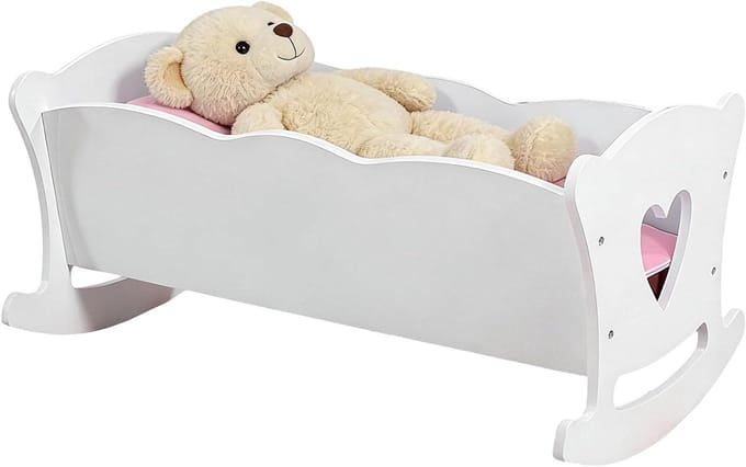 Poppenbed Houten - Poppenwieg - Rollenspel - Schommelbasis - 58 x 37.5 cm - Niet gespecificeerd