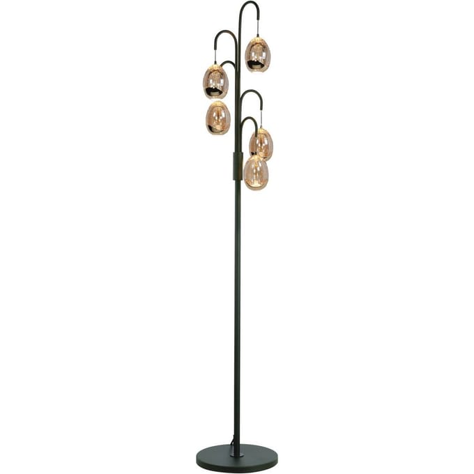 HighLight Vloerlamp Golden Egg zwart/amber 165 cm 5-lamps metaal/glas