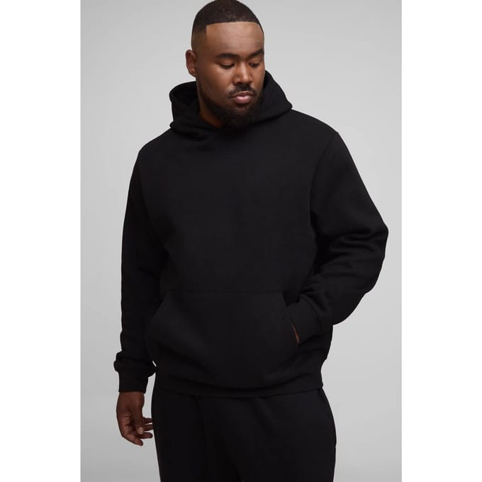 Plus Essential Regular Fit Over the Head Hoodie | Black | Size 5XL