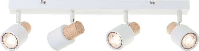 Brilliant Pini - Plafondspotbalk - GU10 max 4x10W - Wit/Hout