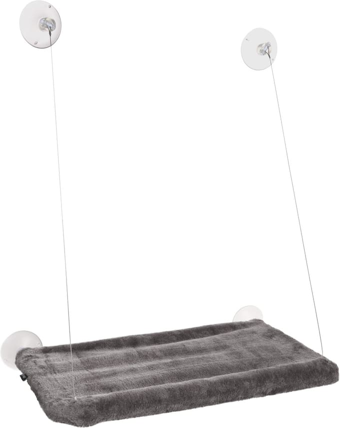 Flamingo Raamhangmat Chill Grijs voor katten - max. 10 kg - 55 x 32 x 3 cm