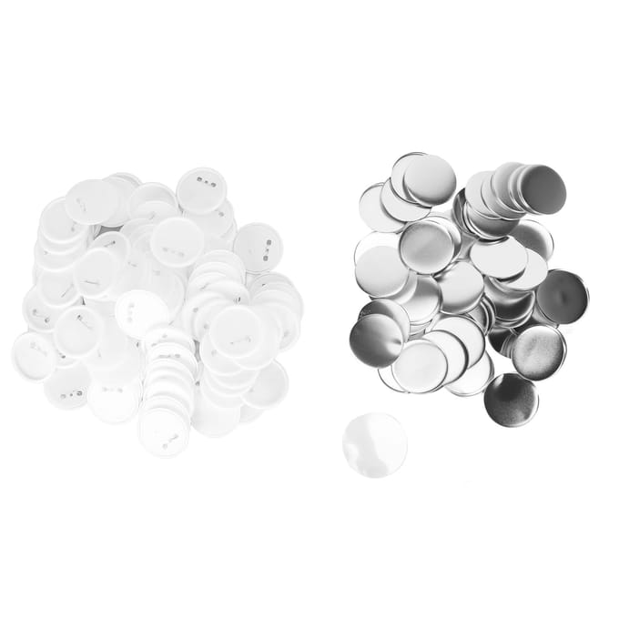 Lot de 100 pièces de badges vierges pour machine à fabriquer des boutons, boutons ronds antirouille à monter soi-même 3in white
