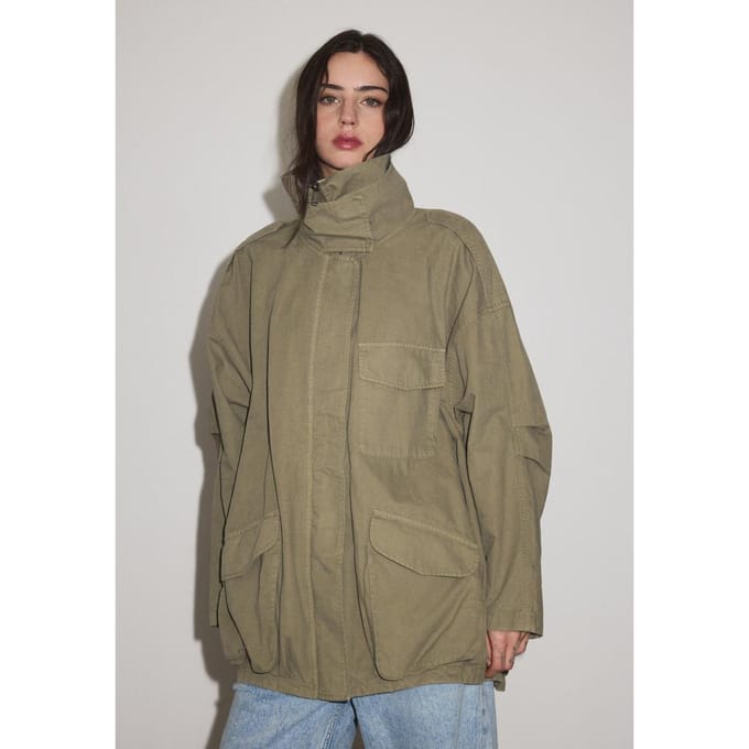 Stradivarius Oversized parka met zakken  Kaki M