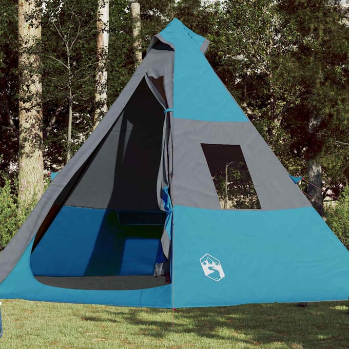 Vidaxl Tente de Camping, Tipi, 7 Personnes, Bleu, Imperméable