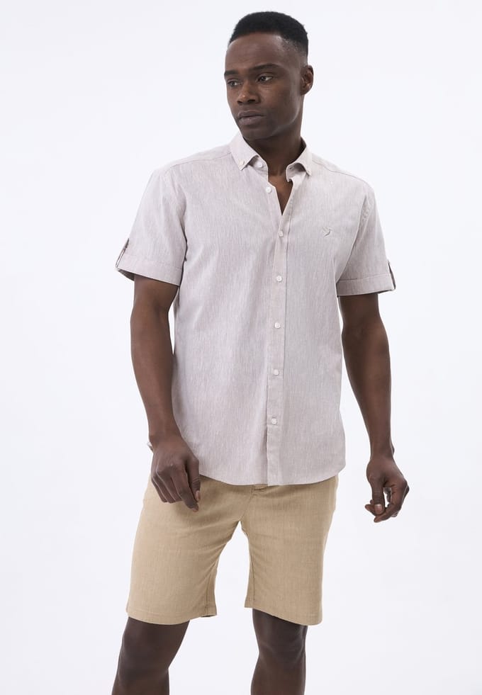 Felix Hardy Linnen Katoen Blend Shirt - Overhemd Heren Beige - M