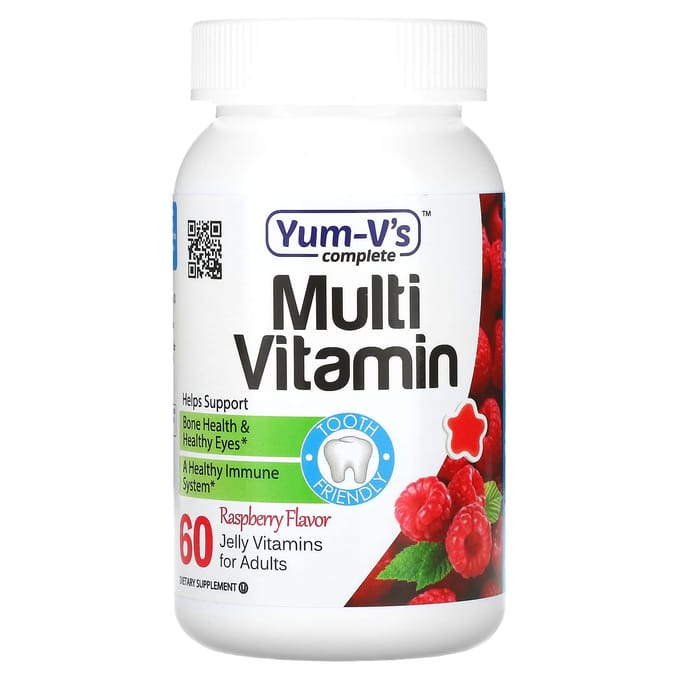 YumVs, multivitamine voor volwassenen, frambozensmaak, 60 gummies