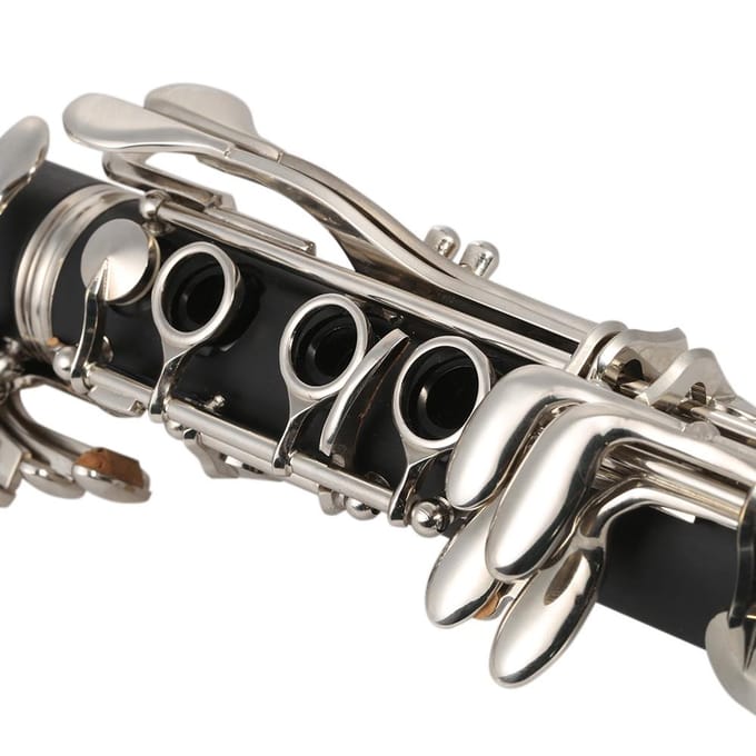 Clarinette ABS Bb Cupronickel plaqué Nickel 17 clés avec chiffon de nettoyage gants tournevis bois noir