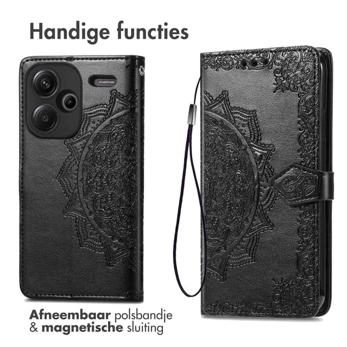 imoshion Hoesje - Geschikt voor Xiaomi Redmi Note 13 Pro Plus (5G) - Mandala Bookcase - Zwart